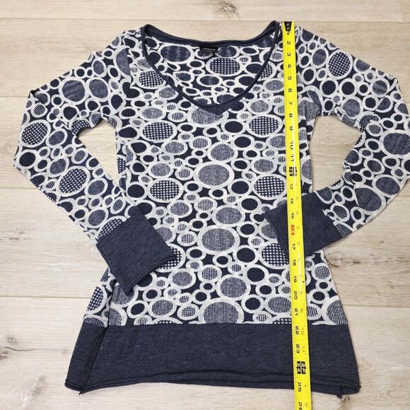 Vtg Womens Vanity Blue Gray All Over Circle Print Y2K Long Sleeve Shirt Sz Lg - Picture 3 of 6